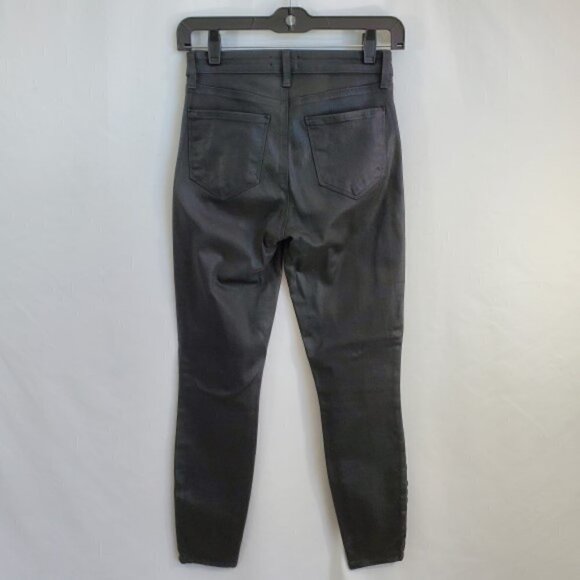L'AGENCE Margot Side-Studded High-Rise Coated Skinny Jeans, Noir Black - Picture 3 of 3